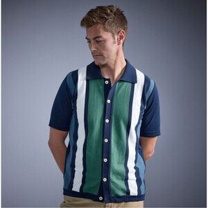 Far Afield Velzy Cardigan Sweater Polo Color Neto Stripe Size 4 /XL